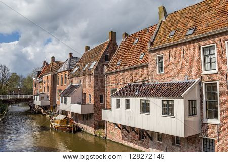 Hanging kitchens in historical city Appingedam Netherlands