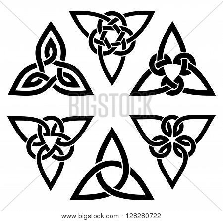 vector celtic trinity knot set, black on white