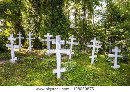 cemetery in campus of Wojnowo monastery, Warmian-Masurian Voivodeship, Poland