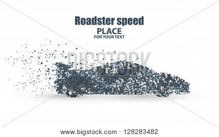 Roadster , symbolizing speed vector illustration.particle divergent composition