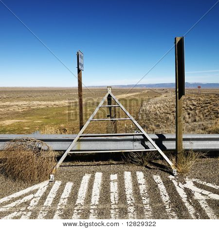 Laskavec vedle zábradlí s modrou oblohou v pozadí.
