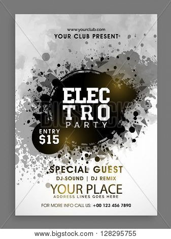 Creative abstract Flyer, Template or Banner design for Electro Musical Party celebration.