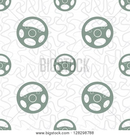 Seamless pattern with automobile steering wheels. Vehicle steering wheels and tangled lines on white background. EPS8 vector illustration includes Pattern Swatch.