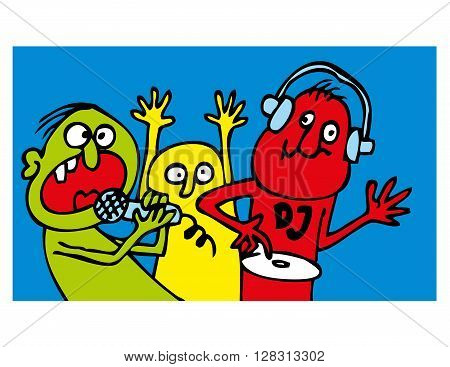 Party funny people. Collection of cartoon vector graphics with party motives.