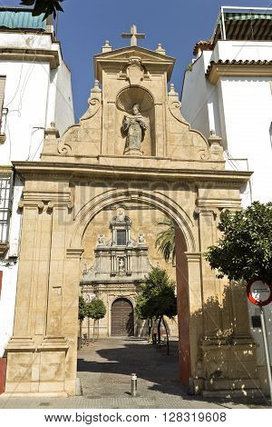 CORDOBA, SPAIN - September 11, 2015: Entrance arch to the Compas of San Francisco in Cordoba on September 11, 2015 in Cordoba, Spain