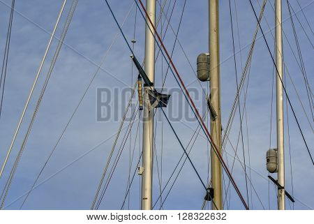 Scotland's satire flag on sailboat mast with lines
** Note: Soft Focus at 100%, best at smaller sizes