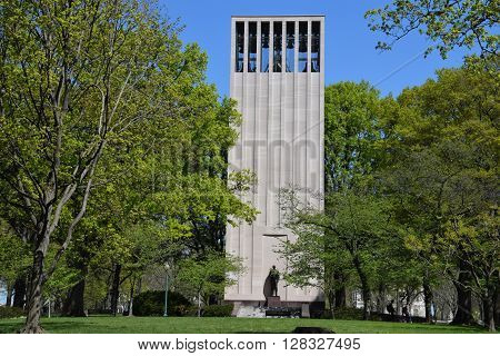 WASHINGTON, DC - APR 16: Robert Taft Memorial in Washington DC, as seen on April 16, 2016. It is a carillon dedicated as a memorial to US Senator Robert Taft, son of President William Howard Taft.