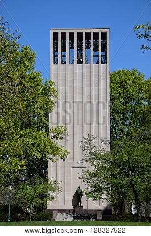 WASHINGTON, DC - APR 16: Robert Taft Memorial in Washington DC, as seen on April 16, 2016. It is a carillon dedicated as a memorial to US Senator Robert Taft, son of President William Howard Taft.
