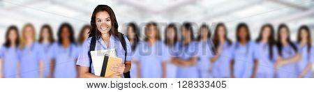 Large group of nurses together in the hospital