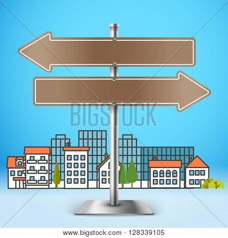 Blank metal city guide boards. Template for a text