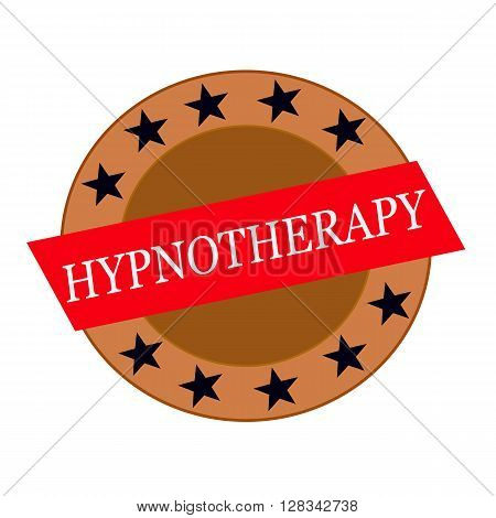 HYPNOTHERAPY white wording on Red Rectangle and Circle brown stars