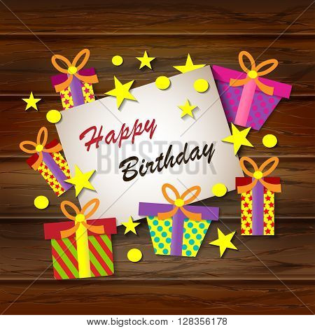 Happy Birthday Greeting Card. Vector colorful festive background.