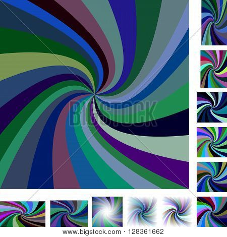 Dark vector spiral design background set. Different color, gradient, screen, paper size versions.