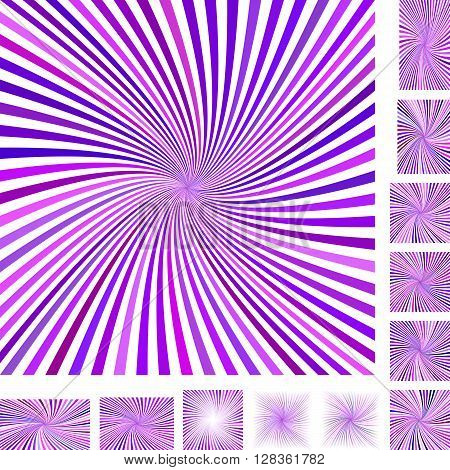 Purple and white vector spiral design background set. Different color, gradient, screen, paper size versions.