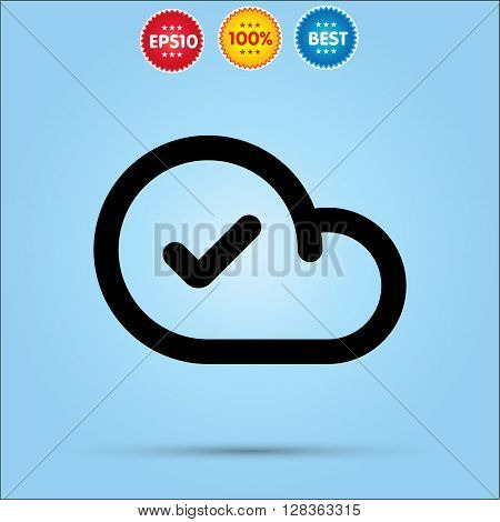 Approved Cloud Icon Cloud Check flat vector icon.