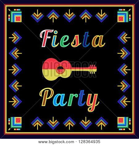 Mexican Fiesta party advertisement. Holiday vector poster card cinco de mayo. Design idea to advertise fiesta party in Mexica. Template for fiesta decoration. Vector illustration