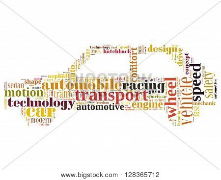 Car Side View, Word Cloud Concept 6