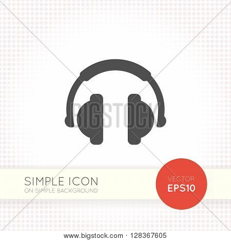 Flat headphone icon isolated on simple light background. Headsphone icon vector. Headset icon.