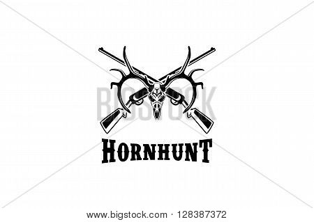 Horn hunter black and white guns wild Logo
