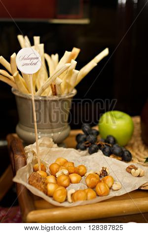 Still life photo with Georgian cheese apple grape etc
