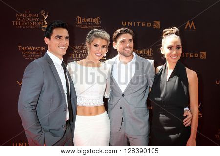LOS ANGELES - MAY 1:  Marco James Marquez, Linsey Godfrey, Robert Adamson, guest at the 43rd Daytime Emmy Awards at the Westin Bonaventure Hotel  on May 1, 2016 in Los Angeles, CA