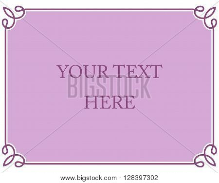 Simple Pink Vector Line Border Frame Isolated Illustration