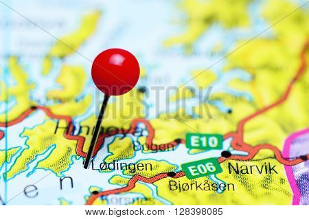Lodingen pinned on a map of Norway
