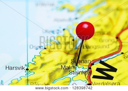 Malm pinned on a map of Norway