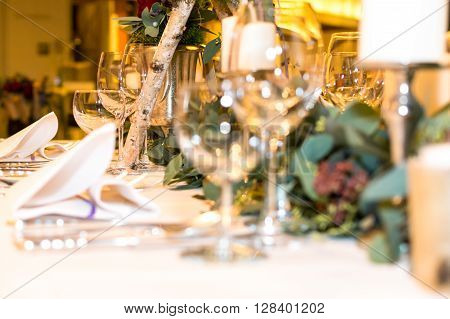 Wedding Table Set Decoration In The Restaurant