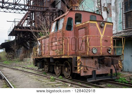 non-working train on the tracks in Russia