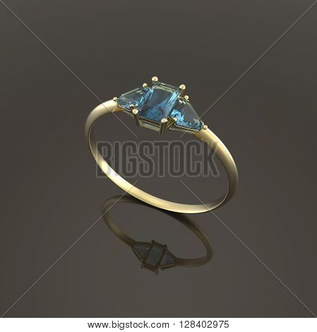Wedding ring with diamonds.. Fashion jewelry. 3d digitally rendered illustration