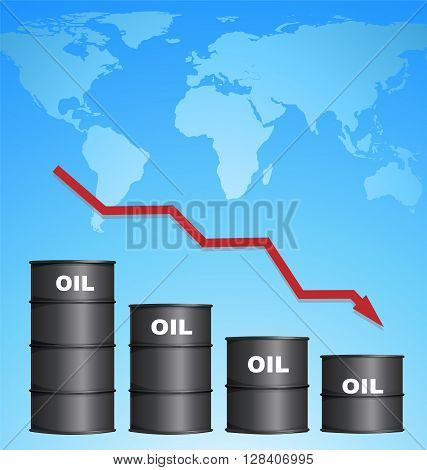 Decreasing Price of Oil With World Map Background Credit Map by NASA