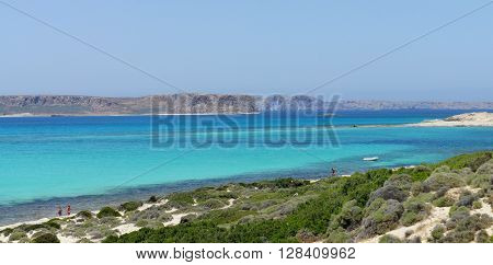 Beautiful beaches with white sand and azure water of Gramvousa Greece