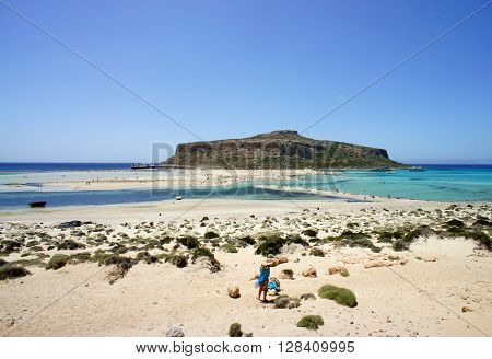 Beautiful beaches with white sand and azure water of Gramvousa Greece