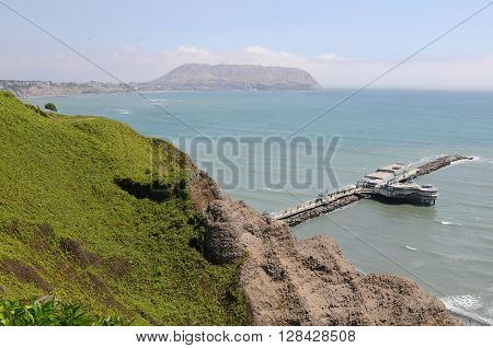 November 2010, Lima, Peru. Spectacular view at Miraflores Lima sea costline.