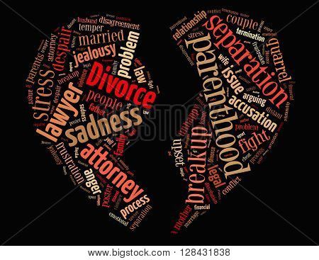 Divorce Broken Heart, Word Cloud Concept 2