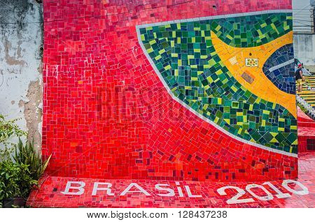 Rio De Janeiro - March 07, 2016: Escadaria Selaron. Escadaria Selaron Is A Set Of World-famous Steps