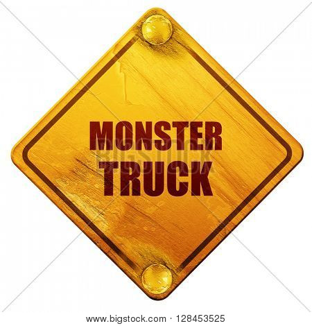 monster truck sign background, 3D rendering, isolated grunge yel