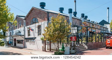 KNYSNA SOUTH AFRICA - MARCH 3 2016: A hotel on the historic Thesens Island in the restored turbine hall of the power station with the original machinery still intact and restored