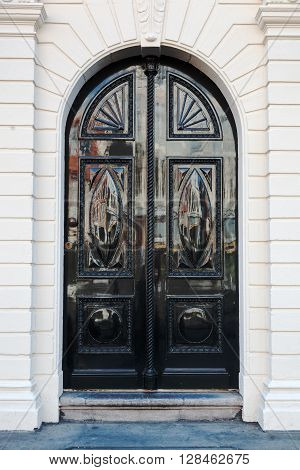 typical old door of a historical building in The Hague Netherlands