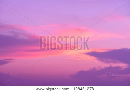 Sweet pastel pink and purple color of sunset sky