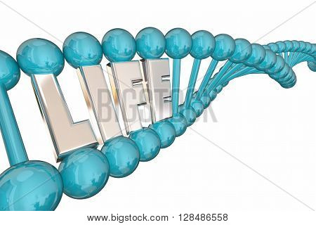 Life Word Health Care Medical Research DNA Strand 3d Illustration