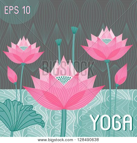 decorative stylized lotus bud design style yoga