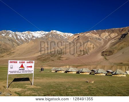 LADAKH INDIA - JULY 6 2014 : Sarchu camp Leh-Manali road India
