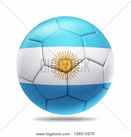 3D Illustration soccer ball with Argentina team flag isolated on white
