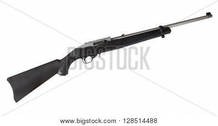 Semi automatic rifle for rimfire cartridges isolated on white