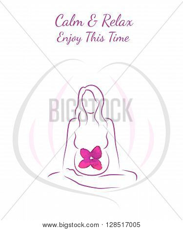Postcard Illustration poster pregnancy happy time Trimesters nucleation and growth of the child Calm and Relax Enjoy this time
