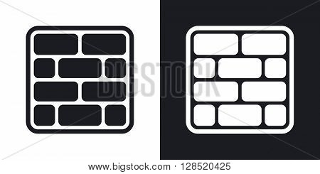 Vector brick wall icon. Two-tone version on black and white background