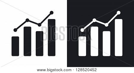 Vector business graph icon. Two-tone version on black and white background
