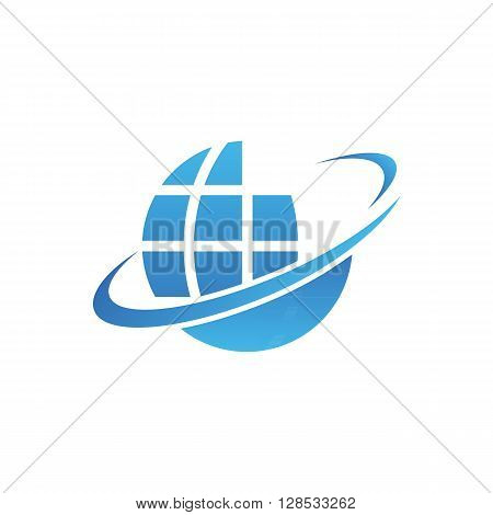 Blue planet vector icon on the vector background.